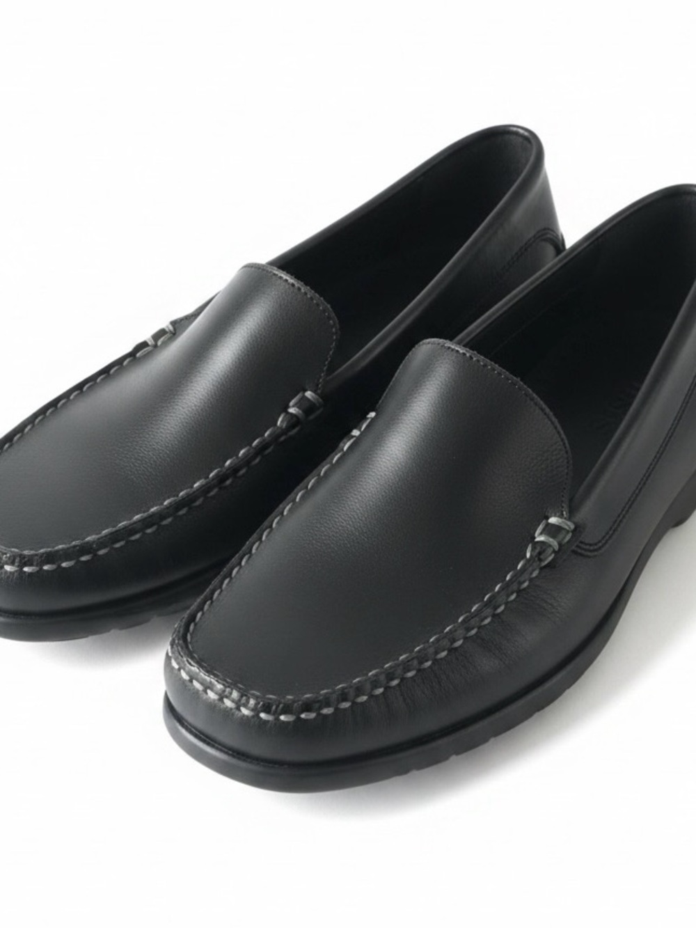 Bass Flex Vector Men’s 9M Black Leather Slip On Driving Loafers NWT Brazil